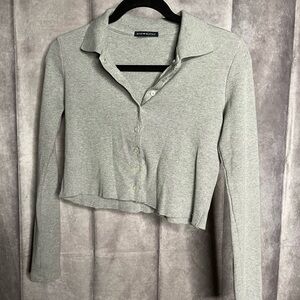 Brandy Melville Light Gray Button-Down Shirt